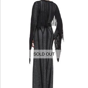 Herve Leger chevron bandage knit gown long fringe